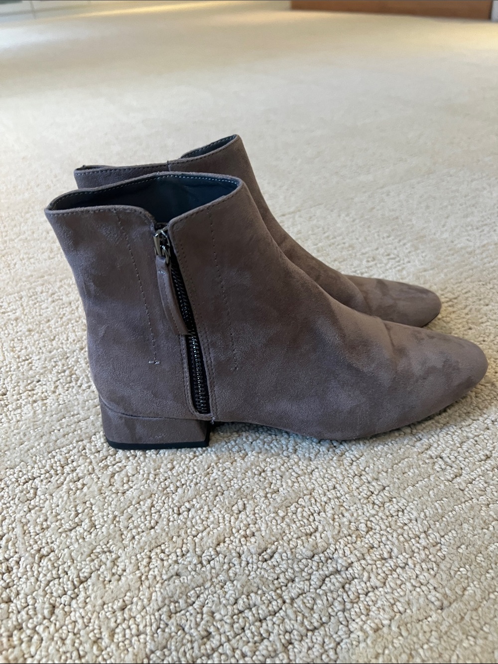 Zara Taupe Suede Ankle Booties with Side Zip